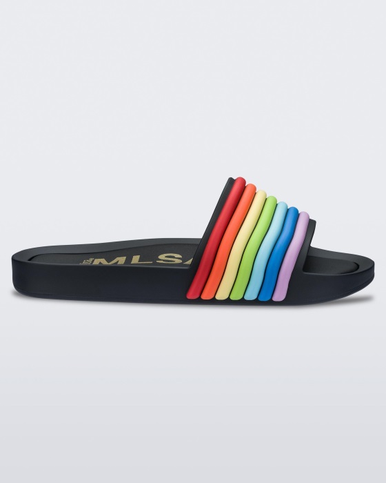 Melissa Rainbow Beach Slide Black Rainbow