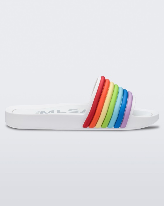 Melissa Rainbow Beach Slide White Rainbow