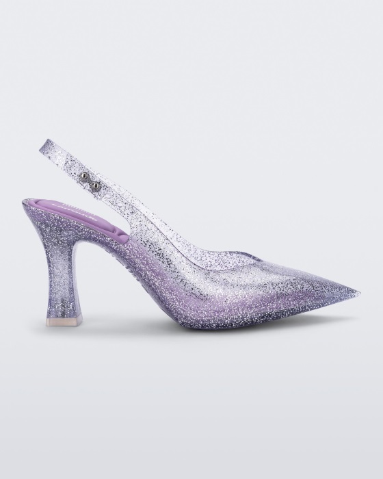 Melissa Slingback Heel Larroude Clear Glitter Silver
