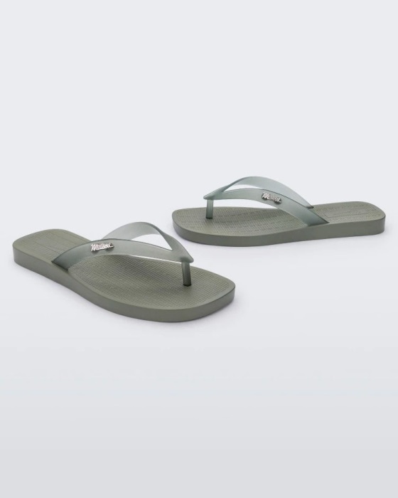 Melissa Sun Long Beach Flip Flop Green-Clear Green