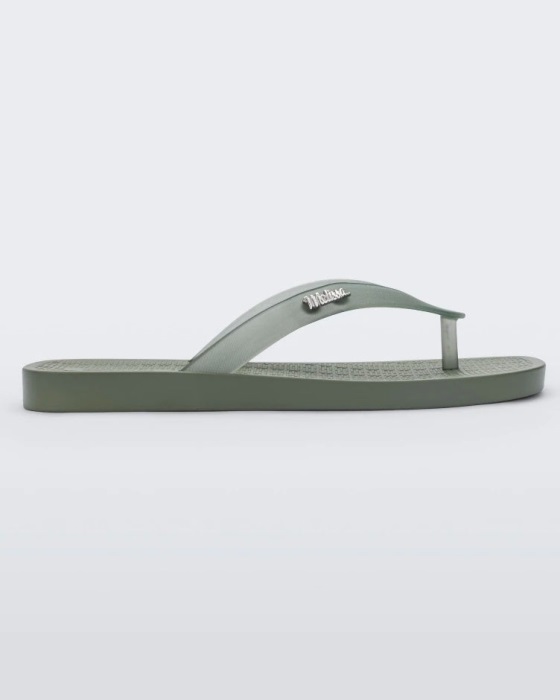 Melissa Sun Long Beach Flip Flop Green-Clear Green