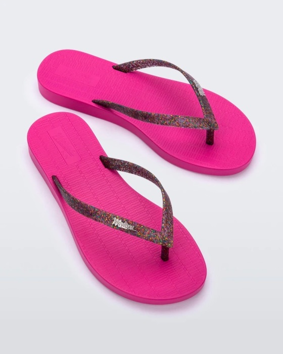 Melissa Sun Venice Flip Flop Pink-Clear Glitter