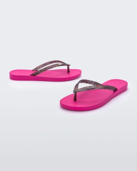 Melissa Sun Venice Flip Flop Pink-Clear Glitter