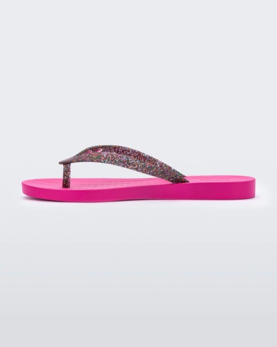 Melissa Sun Venice Flip Flop Pink-Clear Glitter