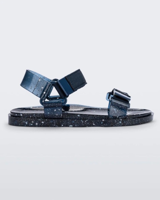 Melissa Wide Papete Sandal Blue Glitter Silver