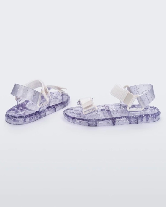 Melissa Wide Papete Sandal Clear Glitter Silver