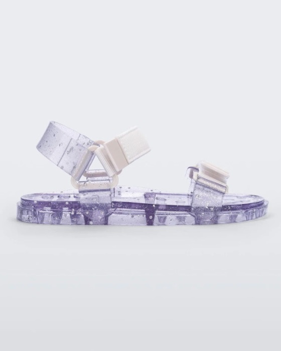 Melissa Wide Papete Sandal Clear Glitter Silver