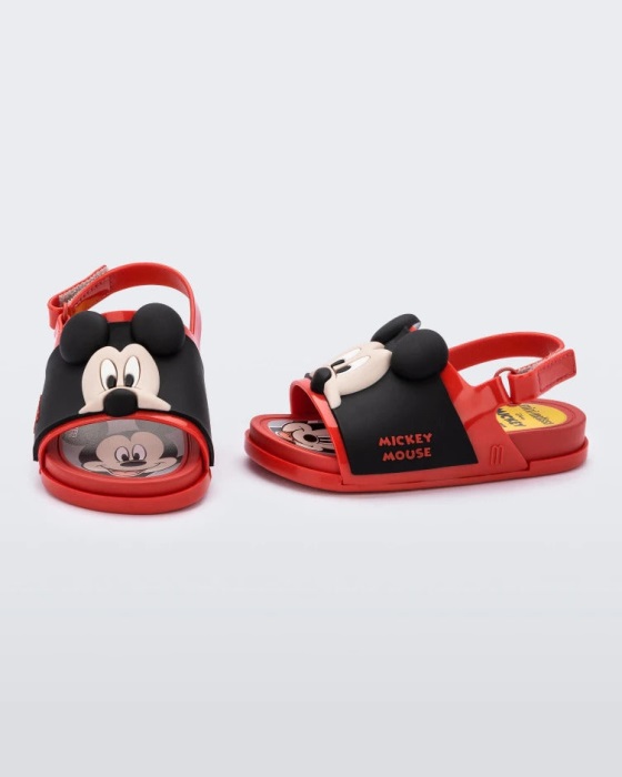 Mini Melissa Beach Slide Sandal Mickey & Friends-Baby Red