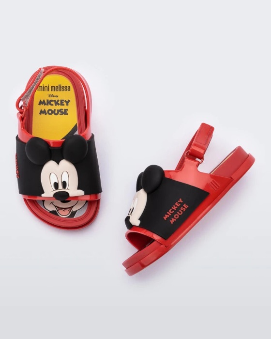 Mini Melissa Beach Slide Sandal Mickey & Friends-Baby Red
