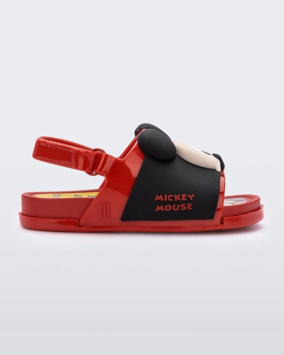Mini Melissa Beach Slide Sandal Mickey & Friends-Baby Red