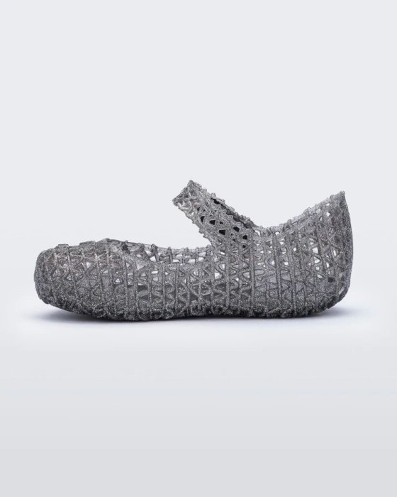 Mini Melissa Campana Papel Flat-Baby Black Glitter
