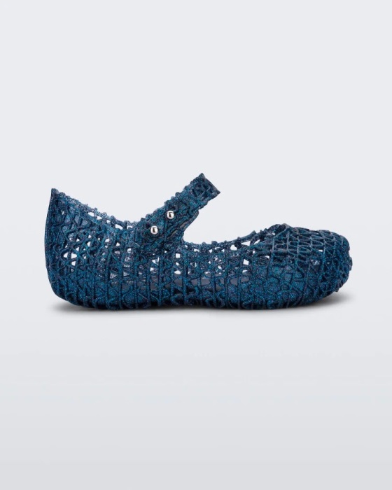 Mini Melissa Campana Papel Flat-Baby Blue Glitter