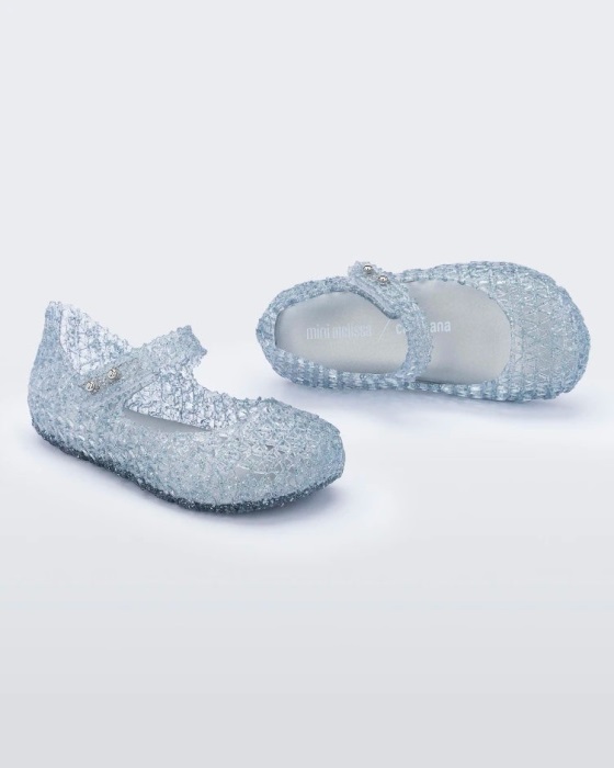 Mini Melissa Campana Papel Flat-Baby Glitter Clear