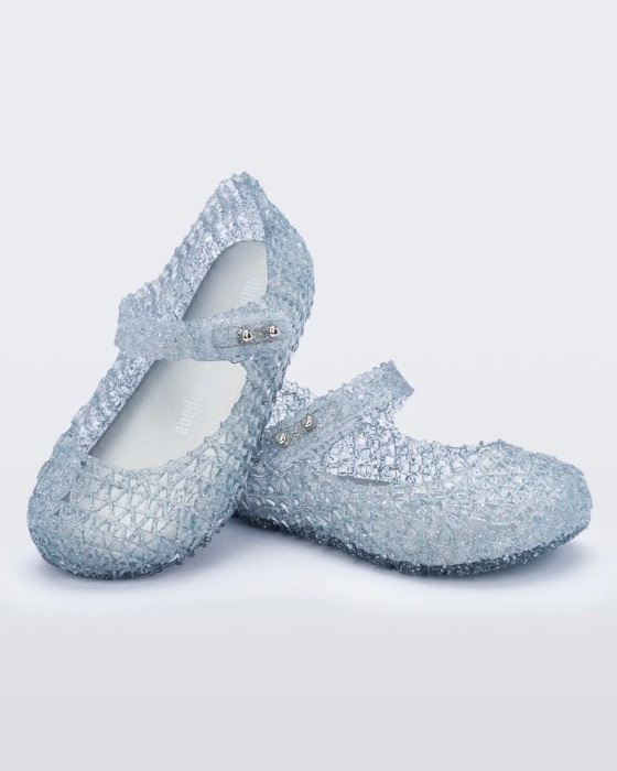 Mini Melissa Campana Papel Flat-Baby Glitter Clear