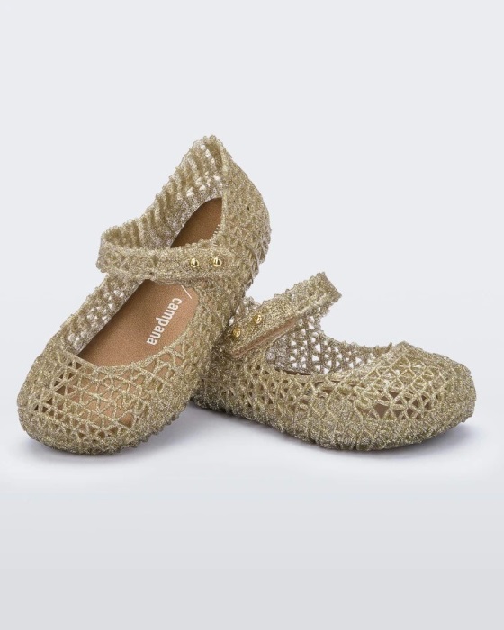 Mini Melissa Campana Papel Flat-Baby Gold