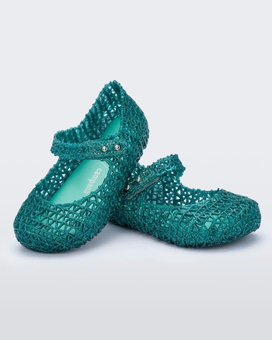 Mini Melissa Campana Papel Flat-Baby Green-Glitter
