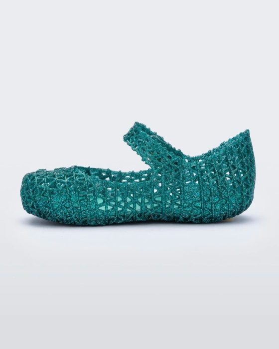 Mini Melissa Campana Papel Flat-Baby Green-Glitter
