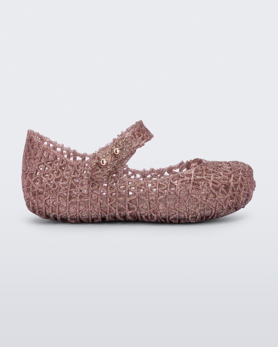 Mini Melissa Campana Papel Flat-Baby Rose Glitter