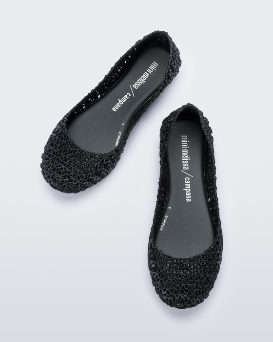 Mini Melissa Campana Papel Flat-Kids Black