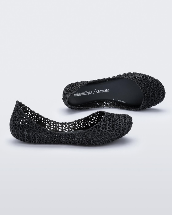Mini Melissa Campana Papel Flat-Kids Black