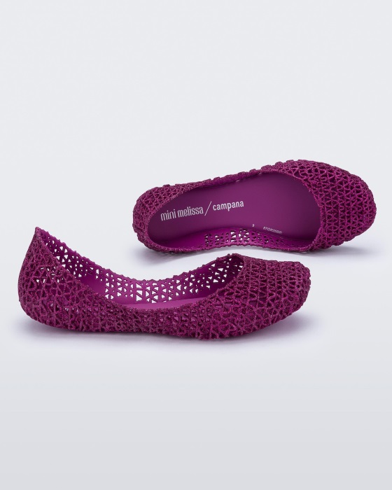 Mini Melissa Campana Papel Flat-Kids Pink Glitter