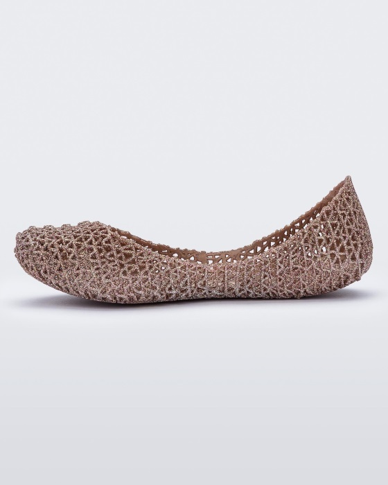 Mini Melissa Campana Papel Flat-Kids Pink Metallic