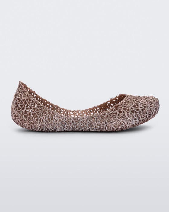 Mini Melissa Campana Papel Flat-Kids Pink Metallic