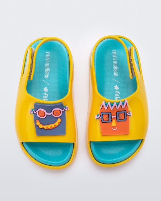 Mini Melissa Cloud Fabula Sandal-Baby Yellow-Blue