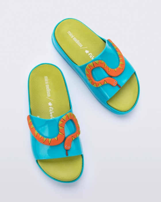 Mini Melissa Cloud Fabula Slide-Kids Blue-Green