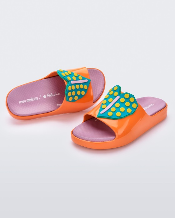 Mini Melissa Cloud Fabula Slide-Kids Orange-Pink
