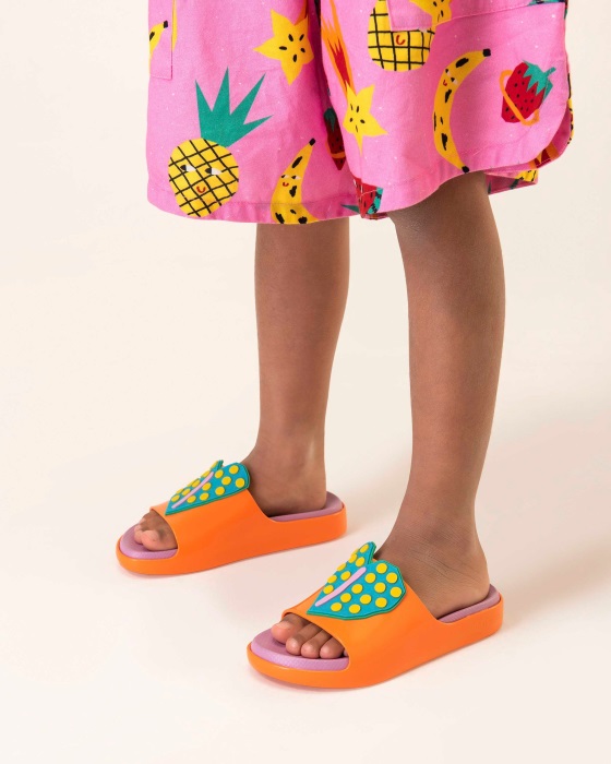 Mini Melissa Cloud Fabula Slide-Kids Orange-Pink