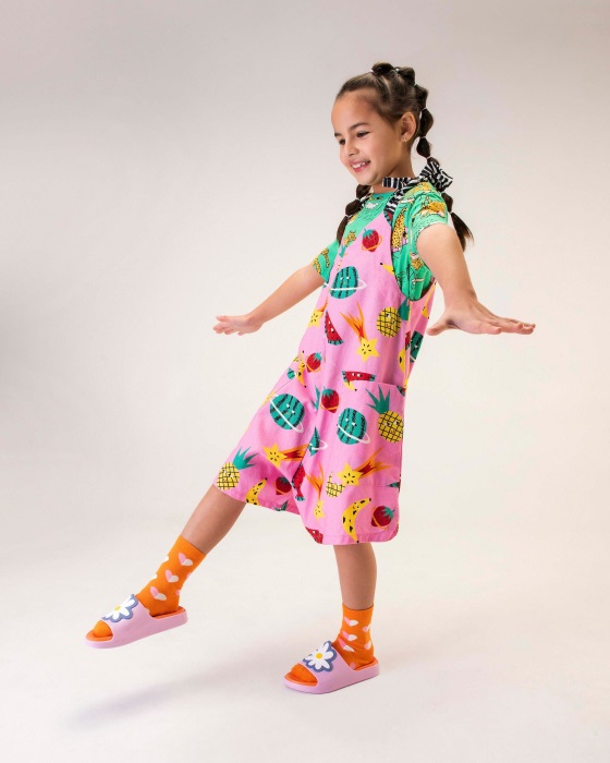 Mini Melissa Cloud Fabula Slide-Kids Pink-Orange