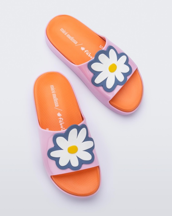 Mini Melissa Cloud Fabula Slide-Kids Pink-Orange