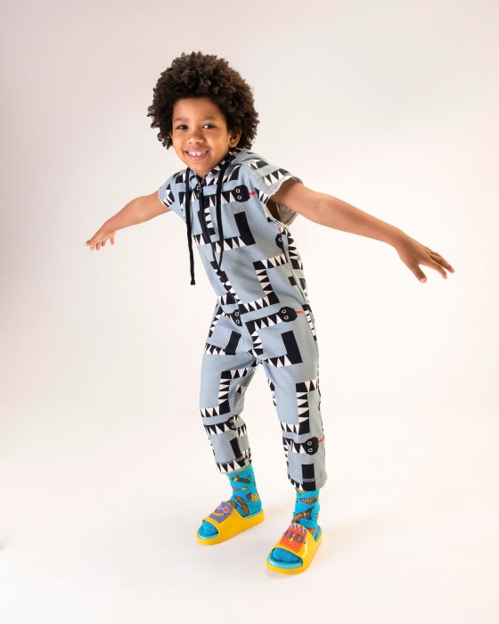 Mini Melissa Cloud Fabula Slide-Kids Yellow-Blue