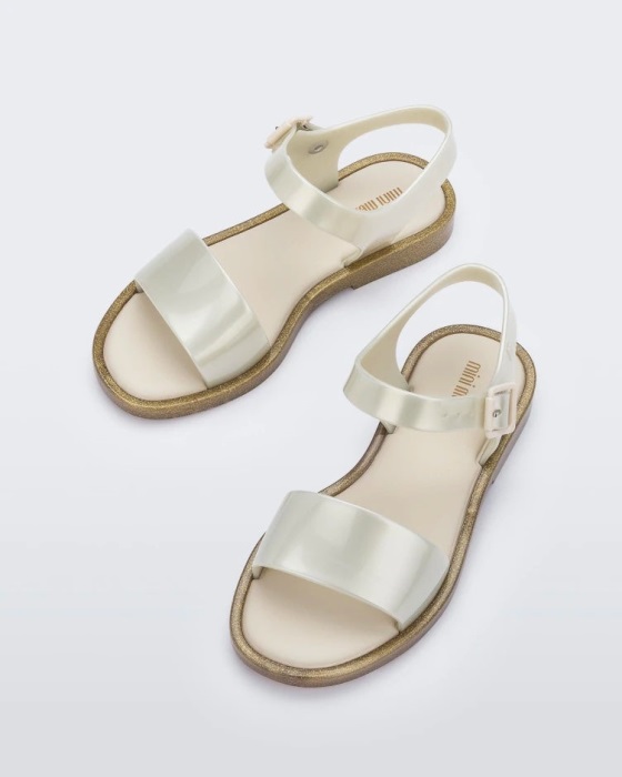 Mini Melissa Mar Sandal-Kids White-Glitter