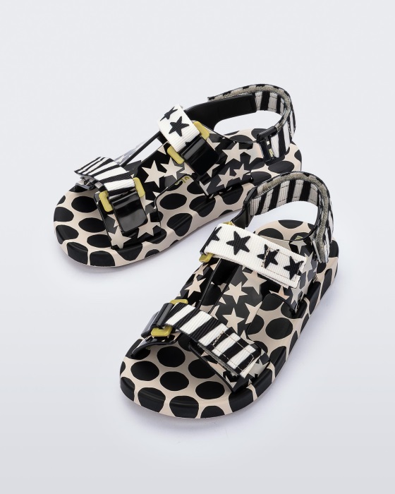 Mini Melissa Ping Pong Fabula Sandal-Kids Beige-Black
