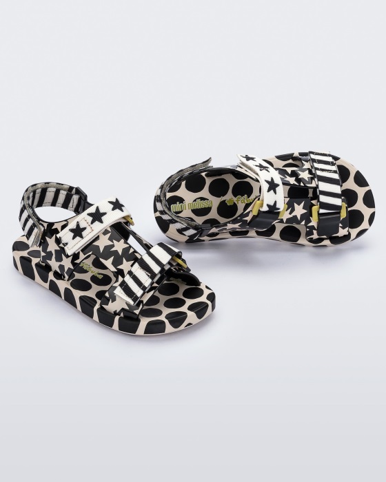 Mini Melissa Ping Pong Fabula Sandal-Kids Beige-Black