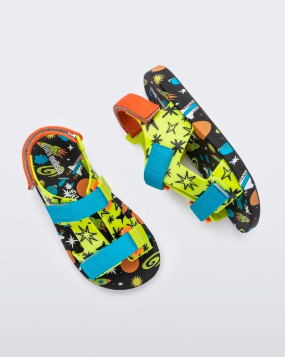 Mini Melissa Ping Pong Fabula Sandal-Kids Black-Green