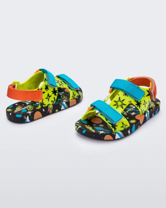 Mini Melissa Ping Pong Fabula Sandal-Kids Black-Green