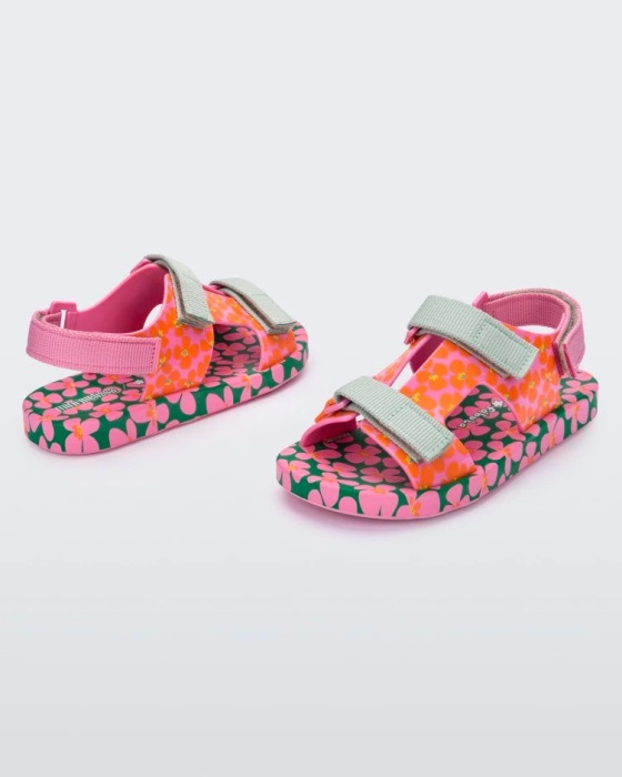 Mini Melissa Ping Pong Fabula Sandal-Kids Pink-Green