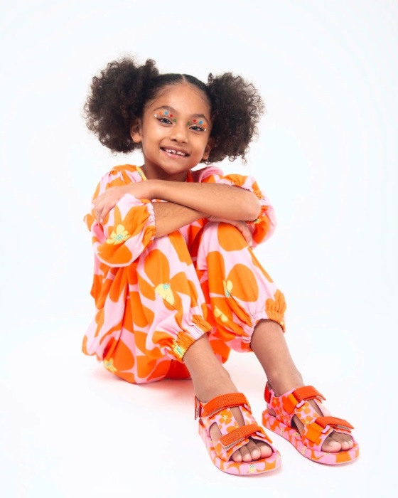 Mini Melissa Ping Pong Fabula Sandal-Kids Pink-Orange