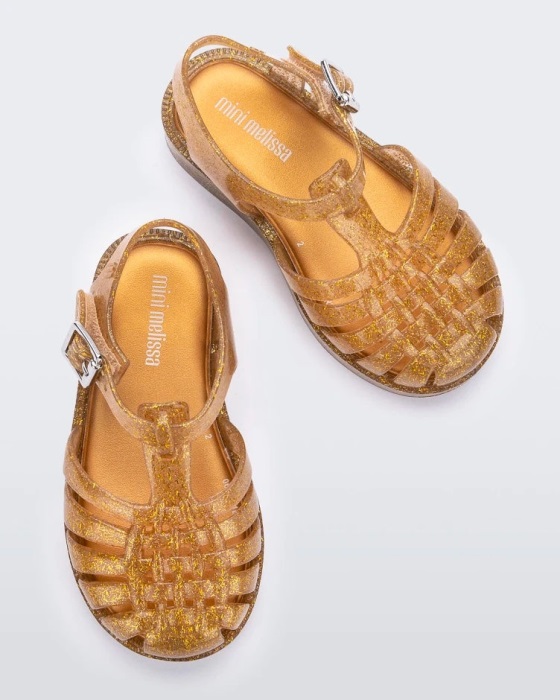 Mini Melissa Possession Final De Ano Sandal-Baby & Toddler Clear Glitter-Gold