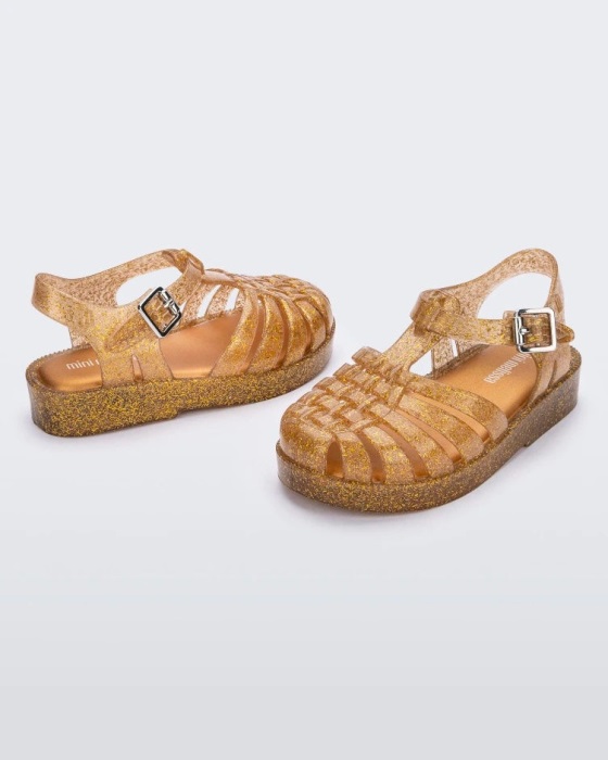 Mini Melissa Possession Final De Ano Sandal-Baby & Toddler Clear Glitter-Gold