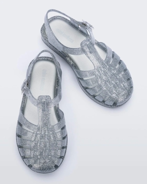 Mini Melissa Possession Final De Ano Sandal-Baby & Toddler Clear Glitter-Silver