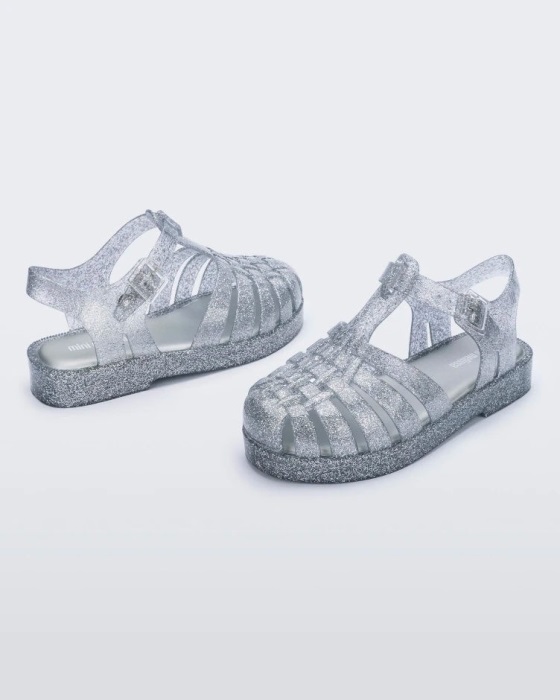 Mini Melissa Possession Final De Ano Sandal-Baby & Toddler Clear Glitter-Silver