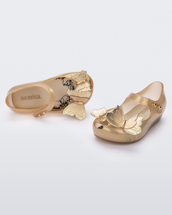 Mini Melissa Ultragirl Butterfly Flat-Baby Gold