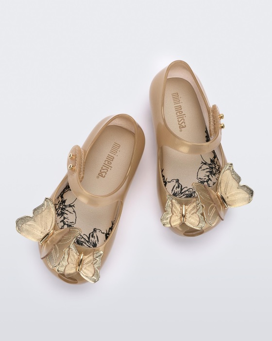 Mini Melissa Ultragirl Butterfly Flat-Baby Gold