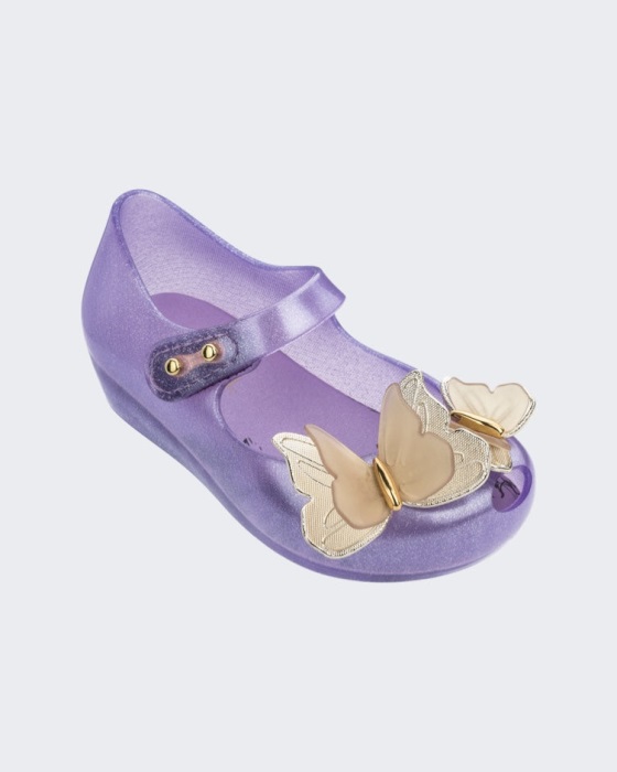 Mini Melissa Ultragirl Butterfly Flat-Baby Lilac-Gold