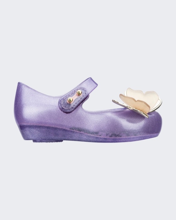 Mini Melissa Ultragirl Butterfly Flat-Baby Lilac-Gold