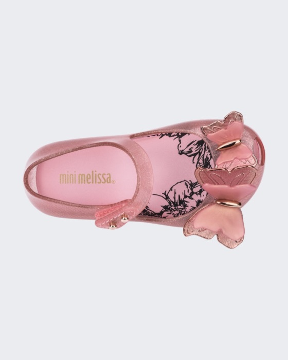 Mini Melissa Ultragirl Butterfly Flat-Baby Pink